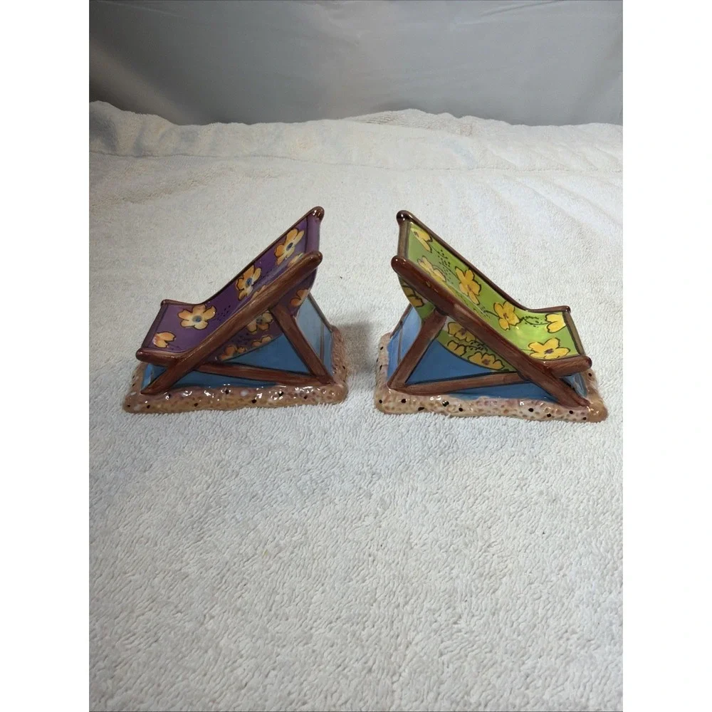 Clay Art C.A. Adirondack Beach Chairs Ceramic Salt and Pepper Shakers Cottage